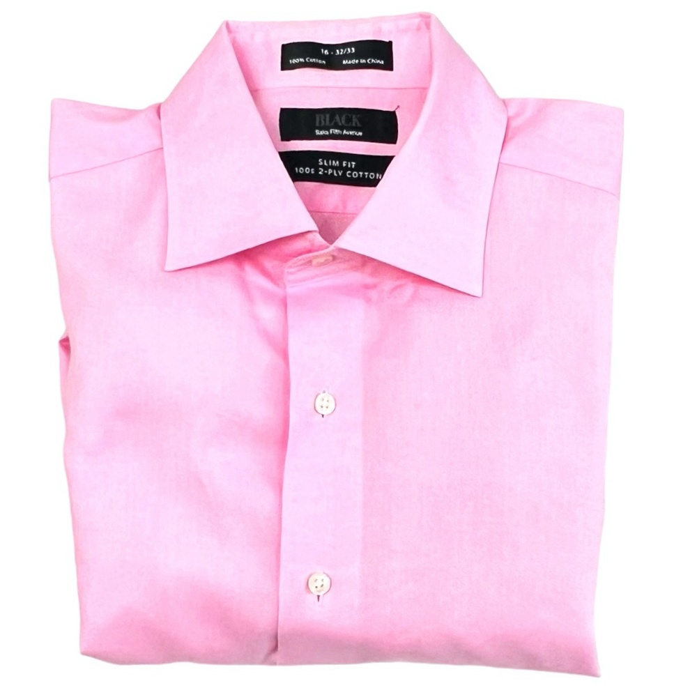 SAKS FIFTH AVENUE BLACK LABEL PINK SLIM FIT 100s 2-PLY COTTON DRESS SHIRT